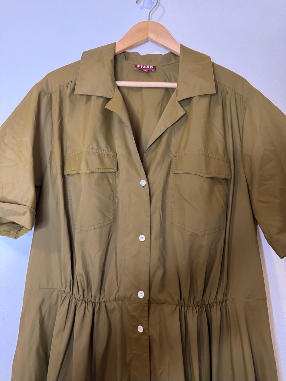STAUD Olive Brown Shirt Maxi Dress - Picture 4 of 8
